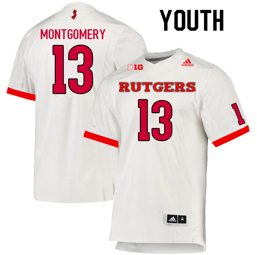 Youth #13 Nasir Montgomery Rutgers Scarlet Knights College Football Jerseys Sale-White